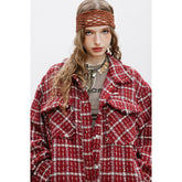 Unisex Jacket Retro Lapels Jacket Plaid Coat